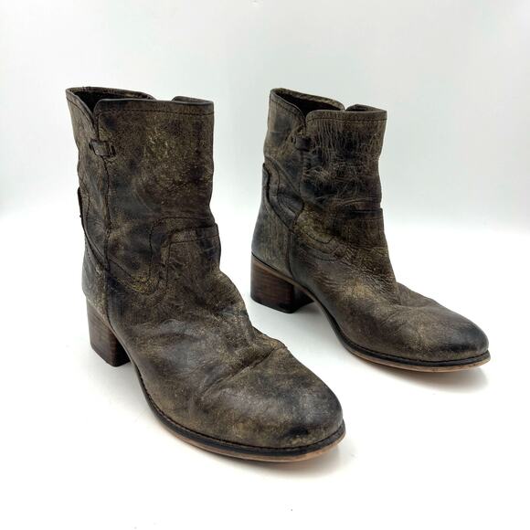 Diba West Haven Distressed Leather Boots Brown
